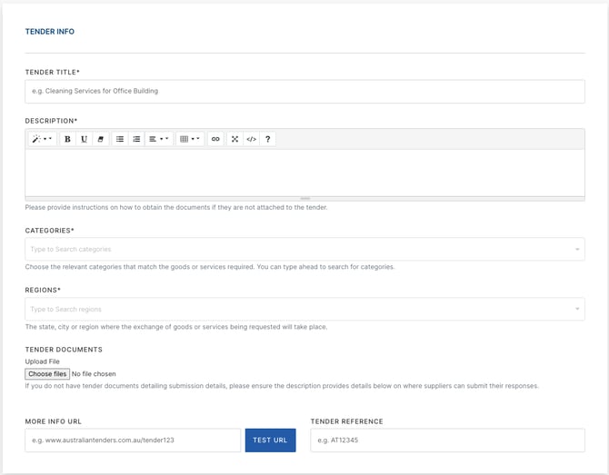 KB - Add tender info section