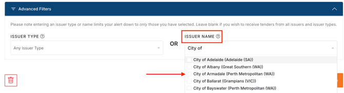 KB - Alerts - Advanced Filter Issuer